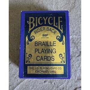 BICYCLE Rider Back 88F Jumbo BRAILLE PLAYING CARDS Box 53 Cards Missing 1 Joker